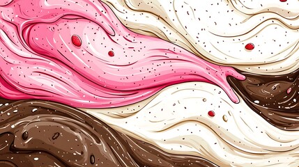 Obraz premium Swirling Chocolate Vanilla and Strawberry Ice Cream Texture