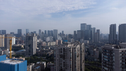 Fototapeta premium aerial view of buildings in the modern city of Chengdu China