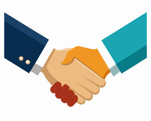 Handshake vector icon illustration, shaking hand color graphics on white background