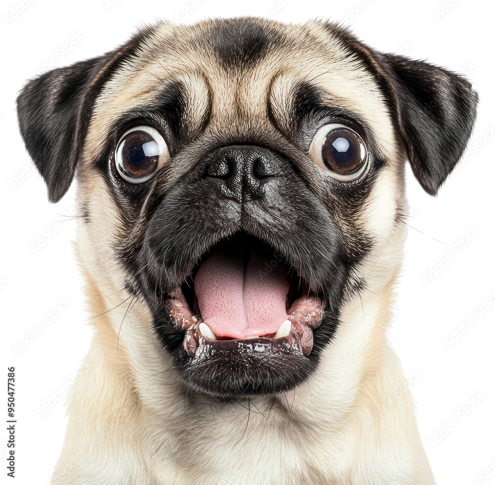 Poster PNG Adorable pug with wide eyes