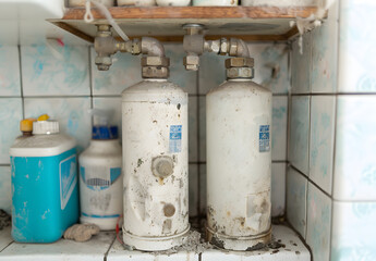 old broken water filter