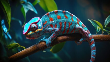 Vibrant Chameleon on a Branch