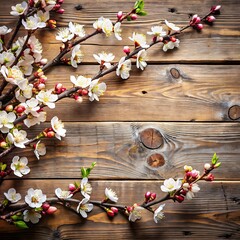 Obraz premium A Beautiful frame of apple blossom on a old paint wooden background