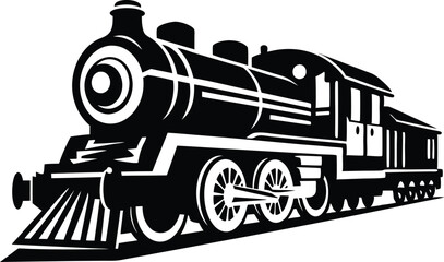old train vector silhouette illustration on a white background