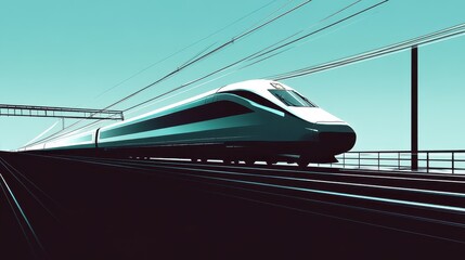 Fototapeta premium High-Speed Train Gliding Across the Tracks