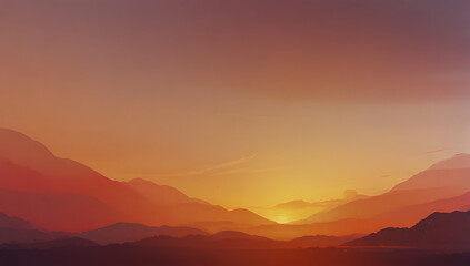 Obraz premium A soft, blurred background with a gradient of warm sunset colors, featuring a few faint, abstract shapes subtly floating in the design, creating a serene and satisfying composition 