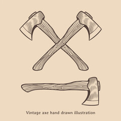 Axe hand drawn illustration in vintage hand drawn style