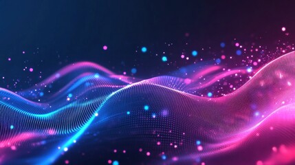 Obraz premium Abstract Digital Wave with Glowing Particles
