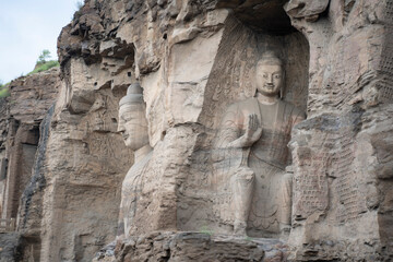 Fototapeta premium great stone buddhas in Yungang grottoes in Datong, China