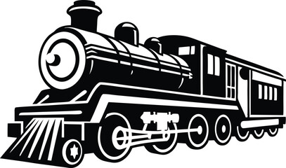 old train vector silhouette illustration on a white background