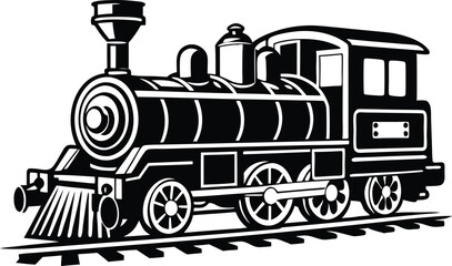 old train vector silhouette illustration on a white background