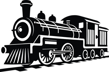 old train vector silhouette illustration on a white background