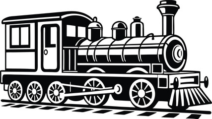 old train vector silhouette illustration on a white background