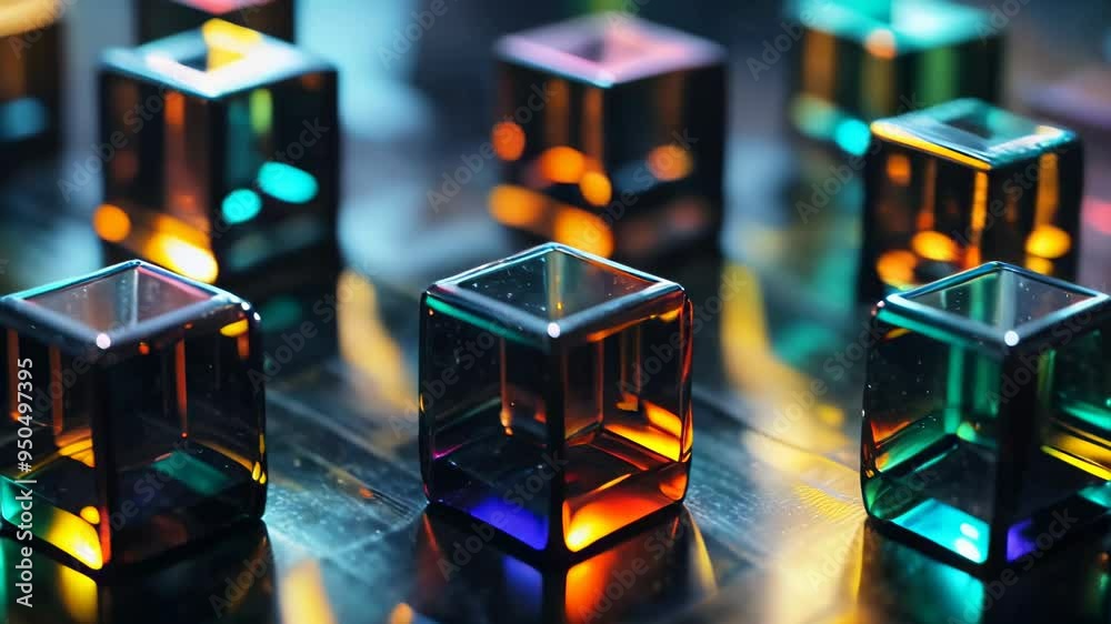 Wall mural a colorful array of cubes on a black background