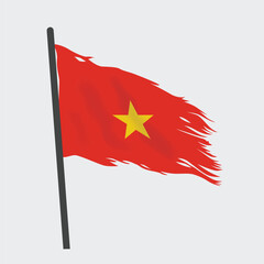 Torn and Ragged Vietnam National Flag