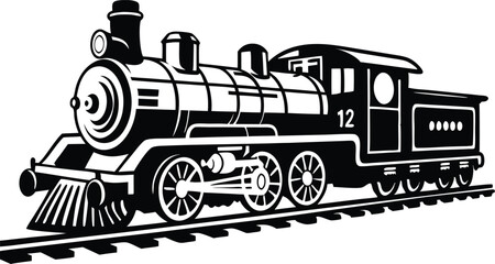 old train vector silhouette illustration on a white background