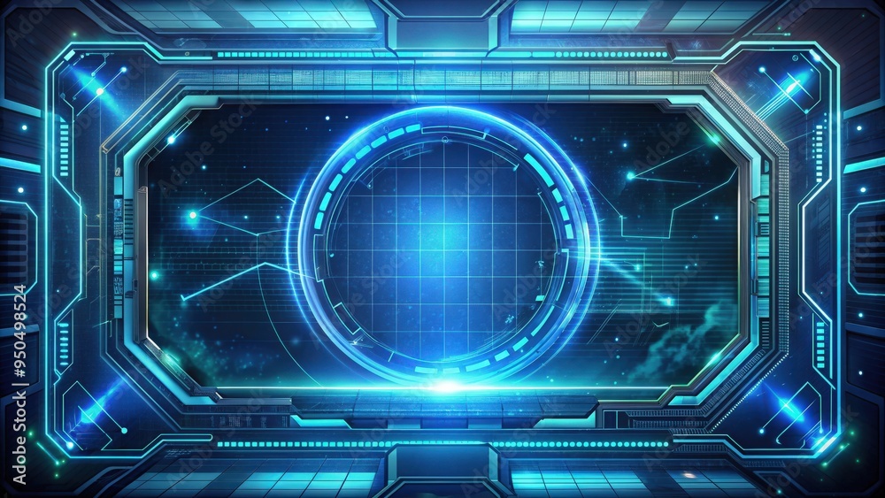 Aufkleber futuristic hud display showing abstract information with sci-fi frame design, hud, display, infograp