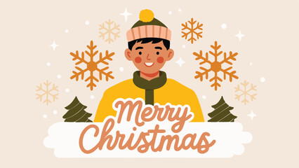 Fototapeta premium Merry Christmas child card design vector illustration for Xmas Holiday and New Year's design template