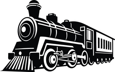 old train vector silhouette illustration on a white background