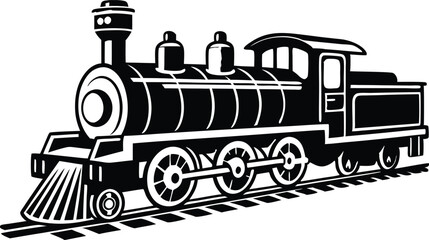 old train vector silhouette illustration on a white background