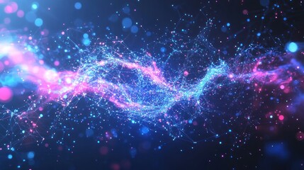 Fototapeta premium Abstract Digital Network with Neon Lights