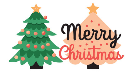 Naklejka premium Merry Christmas of Christmas tree vector and New Year’s Eve elements greeting website banner, and social media