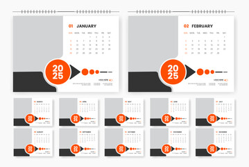 2025 desk calendar design template, 12 page calendar design