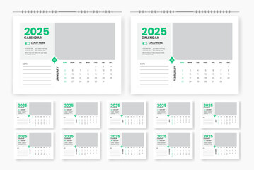 2025 desk calendar design template, 12 page calendar design