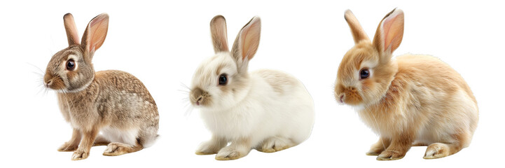 Obraz premium Set of bunny, isolated on transparent white background