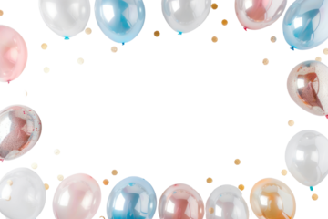 PNG Colorful balloons with confetti