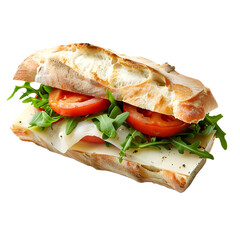 Obraz premium Delicious Italian Sandwich with Fresh Tomatoes and Arugula