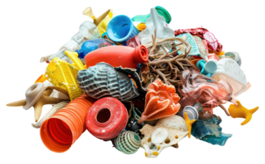 PNG Colorful plastic ocean debris