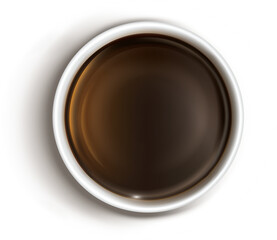 Top view on coffee in plastic or paper cup