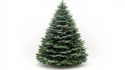 Fototapeta premium festive nature majestic christmas tree with lush green branches and twinkling lights isolated on white classic holiday symbol radiant glow