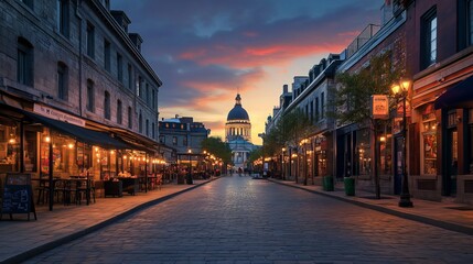 Fototapeta premium Bonsecours Market in Montreal is located on cobblestoned historic St. Paul Street in Old Montreal. It is a public market and is also available as a public banquet hall