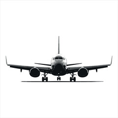 Black Silhouette Vector  airplane on the ground