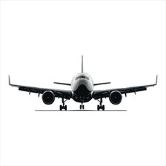 Black Silhouette Vector  airplane on the ground