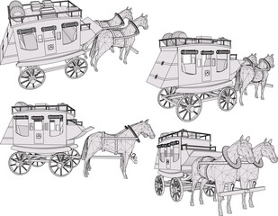 Obraz premium Vector sketch illustration of European ethnic vintage classic old passenger transportation train design