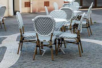 Terrasse de cafés style rétro  à Deauville, 