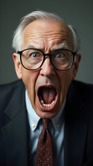Angry Elderly Man in Suit and Tie Shouting