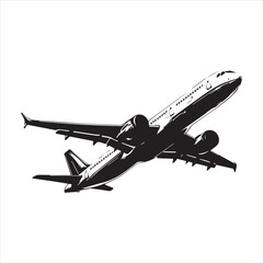 Black Silhouette Vector  airplane on the ground