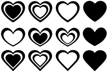 Set of hearts in red color, Red heart icons set vector