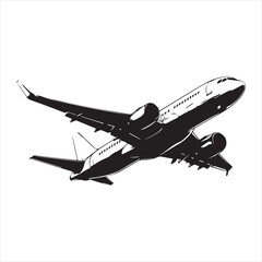 Black Silhouette Vector  airplane on the ground