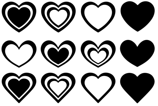 Set of hearts in red color, Red heart icons set vector