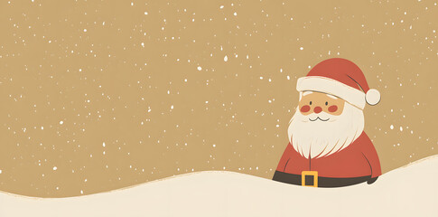 Santa Claus holiday greeting card. Winter Holiday Illustration in minimal flat style with copy space for text	