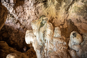 ancient cave with beautiful stalactites in which for a long time there was a Christian altar on the island of Crete in Greece