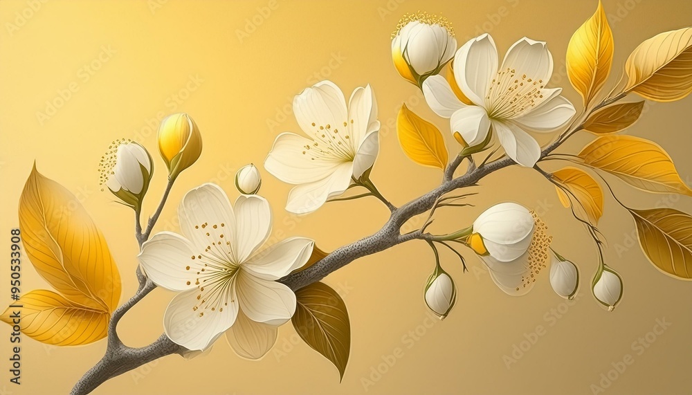 Wall mural branch of cherry tree