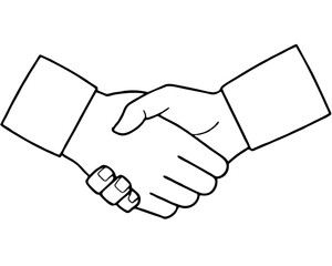 Handshake silhouette vector icon liner illustration, shaking hand logo design graphics on white background