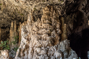 ancient cave with beautiful stalactites in which for a long time there was a Christian altar on the...