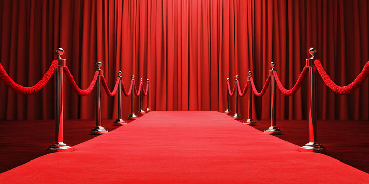 Tapis rouge et rideaux de velours, symbole d'élégance pour un événement exclusif